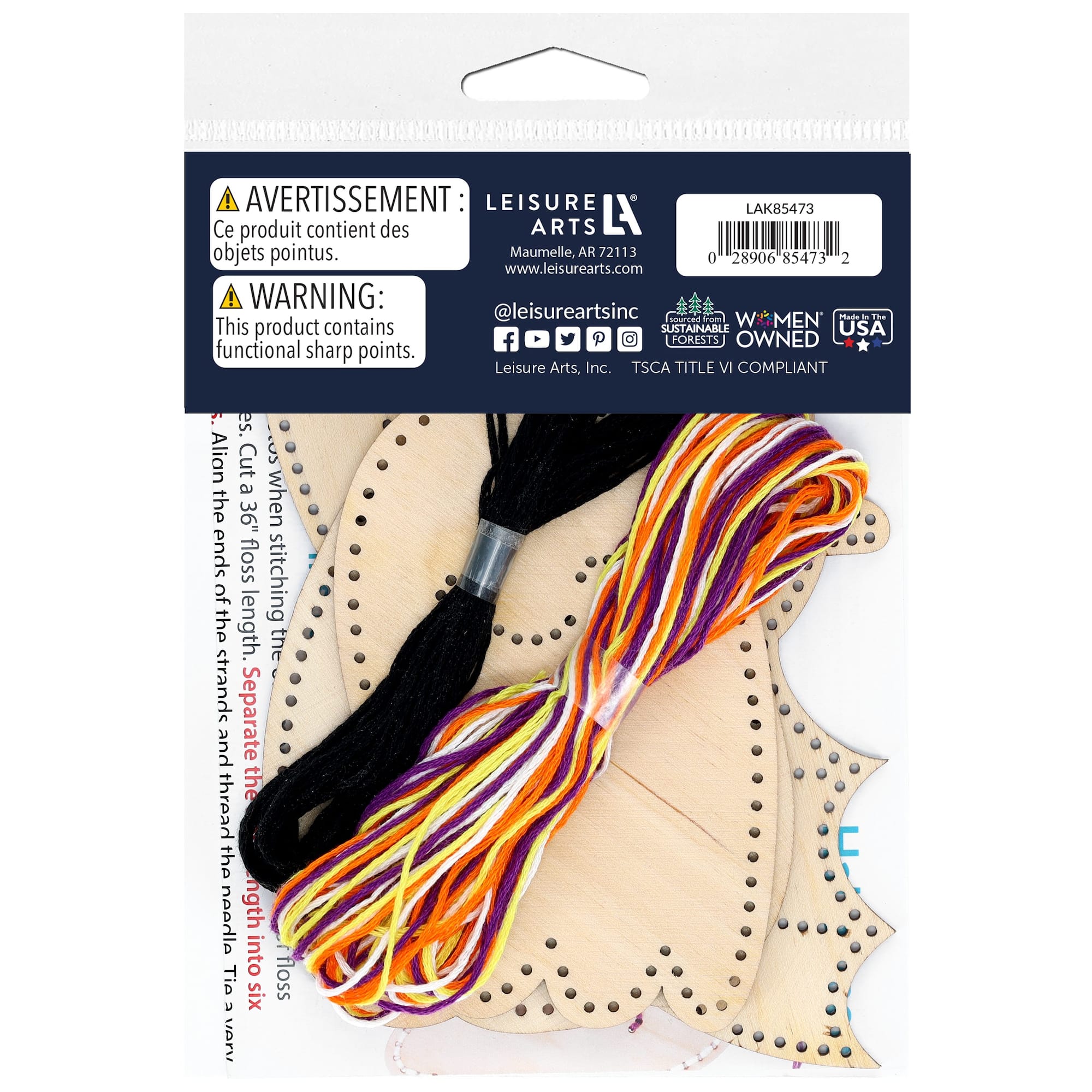 Leisure Arts® Beginner Halloween Shapes 3 Piece Wood Stitchery Ornament Kit